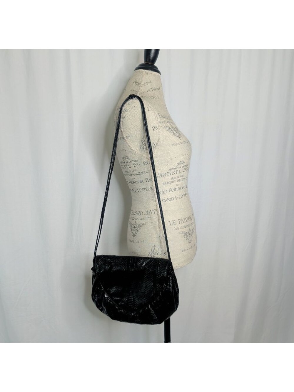 Vintage Black Snake Shoulder Bag Purse Andre Cellini